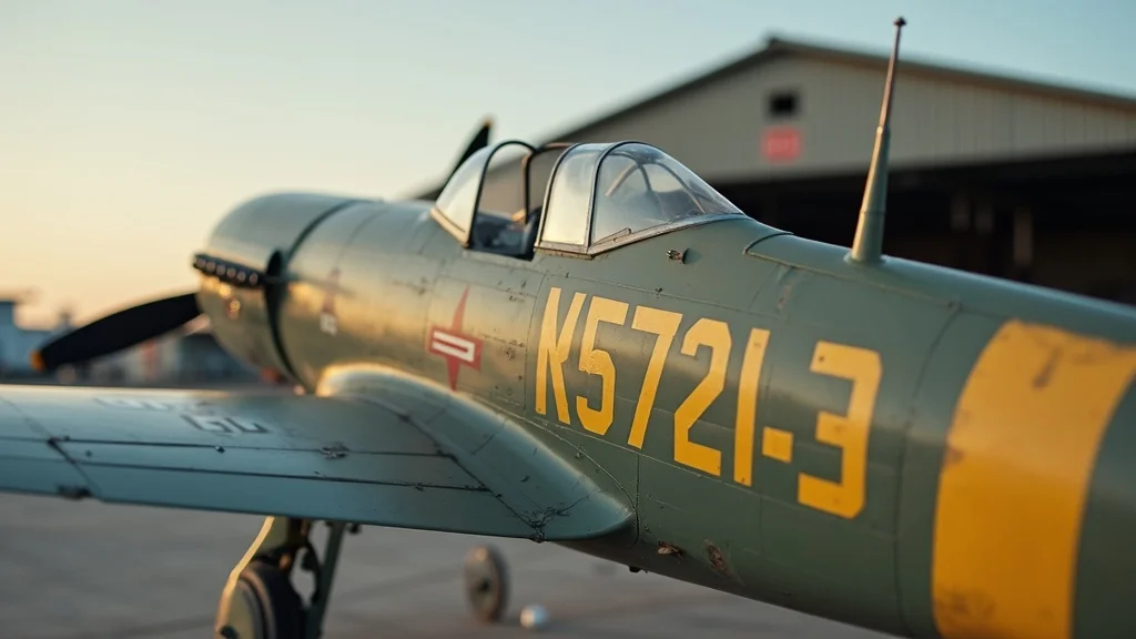 Detail of aircraft tail showing period-correct serial numbers and squadron insignia, critical for camouflage accuracy in military aircraft preservation