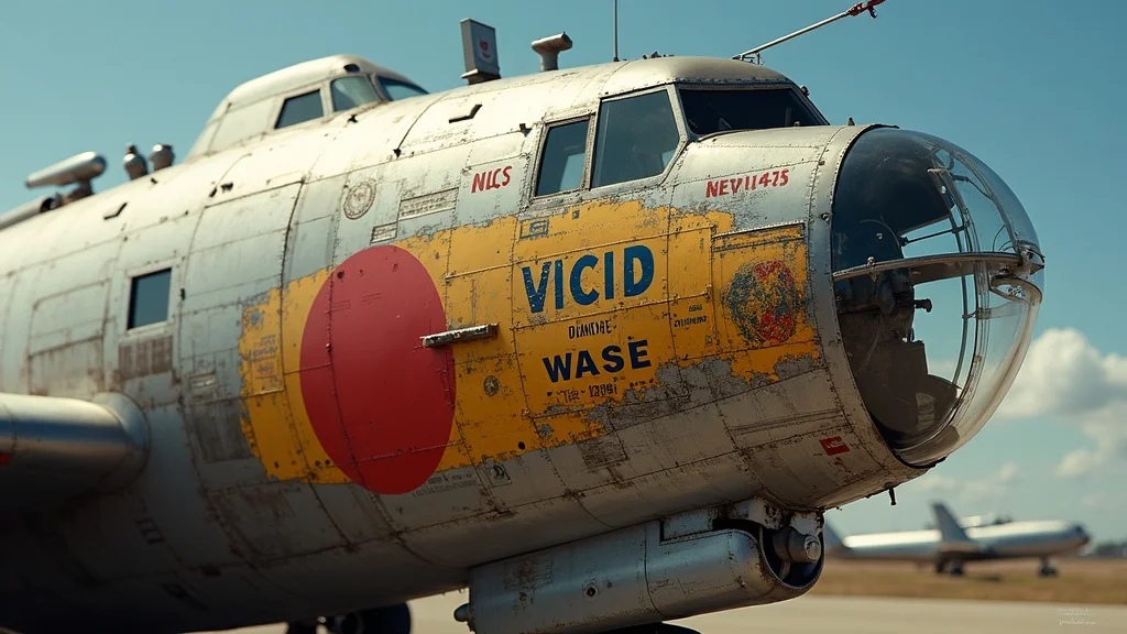 Period-correct nose art, weathered stencils, and authentic walkway markings on military aircraft skin